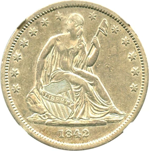 image for: 1842 50c NGC AU50 (Small Date, Large Letters)