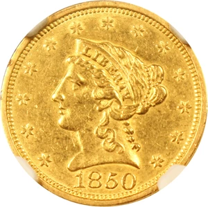 image for: 1850 $2 1/2 NGC AU58