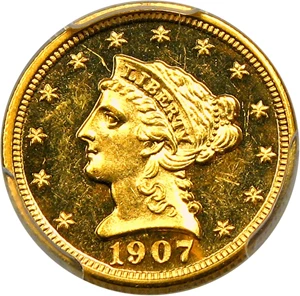 image for: 1907 $2 1/2 PCGS Proof 63 CAM