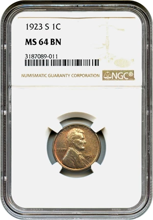 image for: 1923-S 1c NGC MS64 BN
