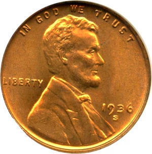 image for: 1936-S 1c NGC MS67 RD - No Reserve!