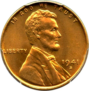 image for: 1941-S 1c PCGS MS67 RD