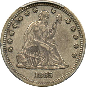 image for: 1865 25c PCGS XF40 - No Reserve!