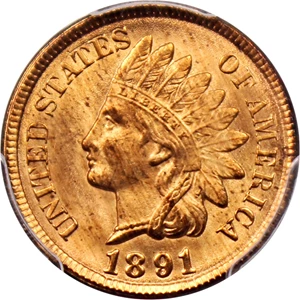 image for: 1891 1c PCGS/CAC MS64 RD - No Reserve!