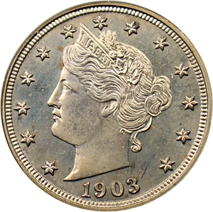 image for: 1903 5c PCGS Proof 64 (OGH Rattler Holder)