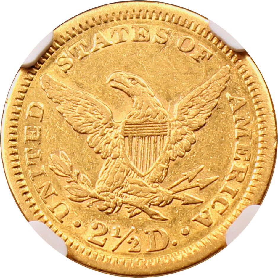 image for: 1860 $2 1/2 NGC AU53 (New Reverse)