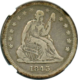 image for: 1843-O 25c NGC/CAC F15