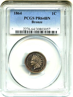 image for: 1864 1c PCGS Proof 64 BN (Bronze)