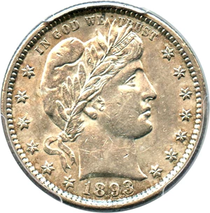 image for: 1893-S 25c PCGS AU58