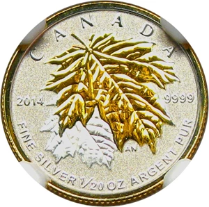 image for: Canada: 2014 Silver Maple Leaf NGC PR70 (Gilt-reverse Proof, Early Releases)