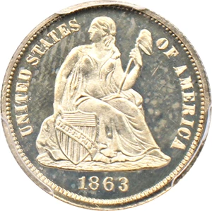image for: 1863 10c PCGS Proof 65 DCAM