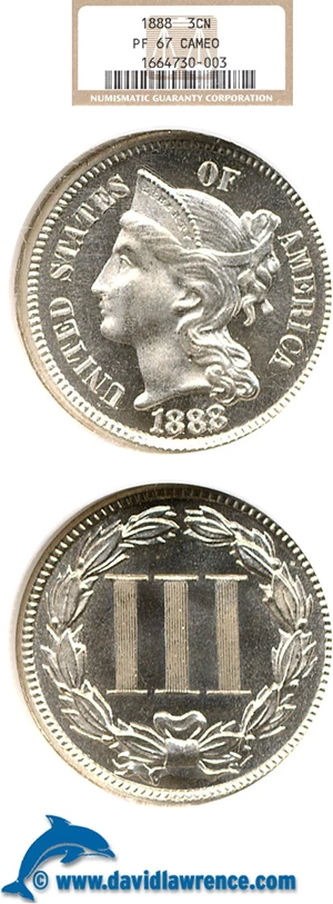 image for: 1888 3cN NGC Proof 67 Cameo