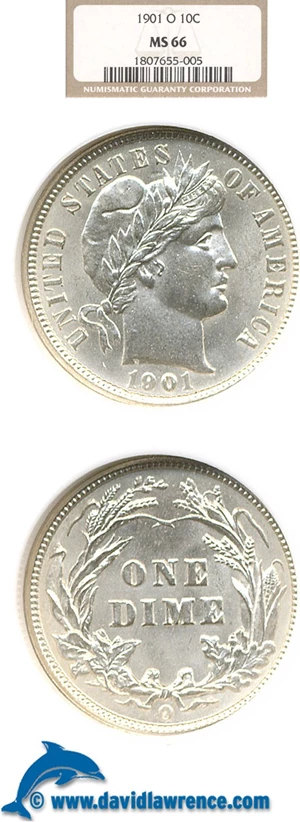 image for: 1901-O 10c NGC MS66