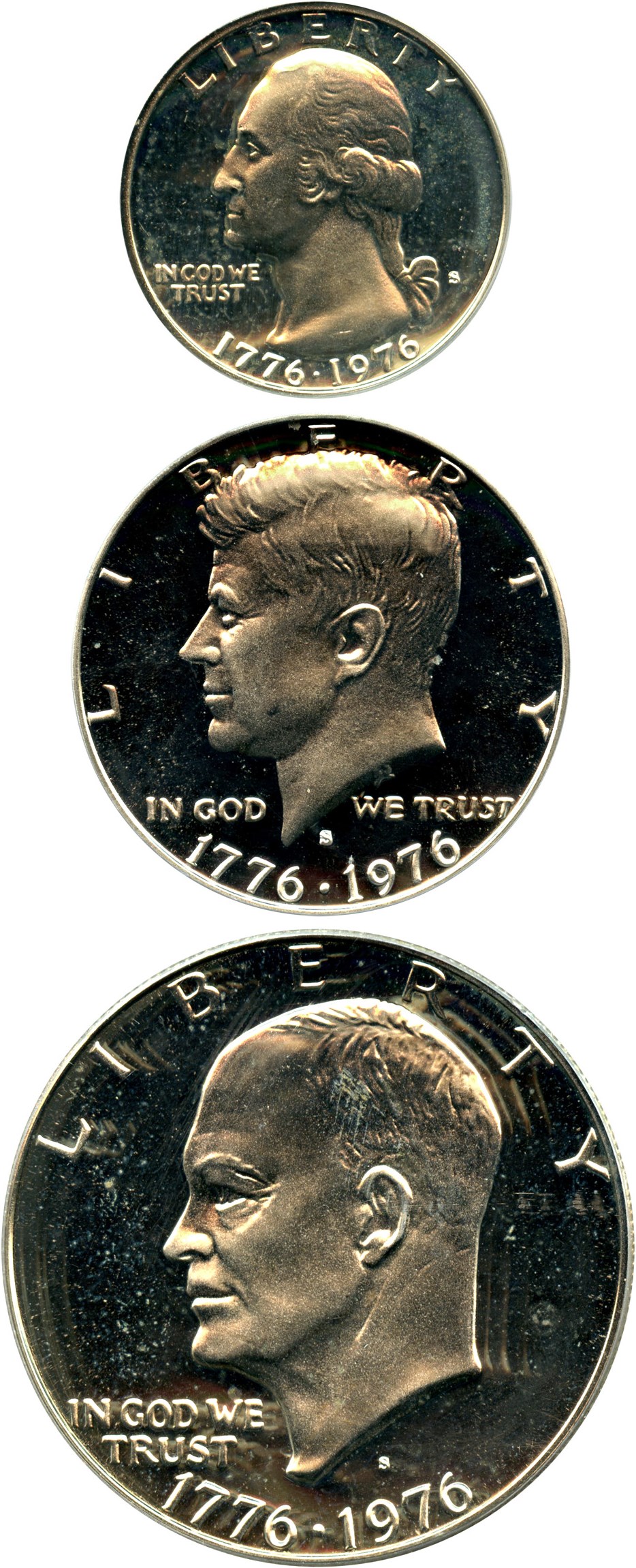 image for: 1976-S Silver Bicentennial Set PCGS Gem Proof (3-Piece, Designer Autographed) - No Reserve!