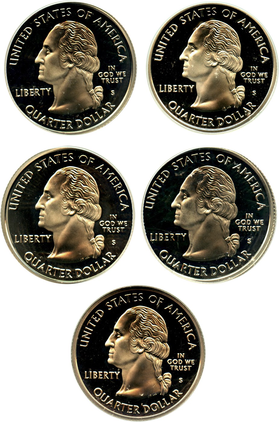 image for: 2006-S Statehood Quarter Proof Set 25c ICG Proof 70 DCAM (Clad, First Day of Issue, 5 Coins) - No Reserve!