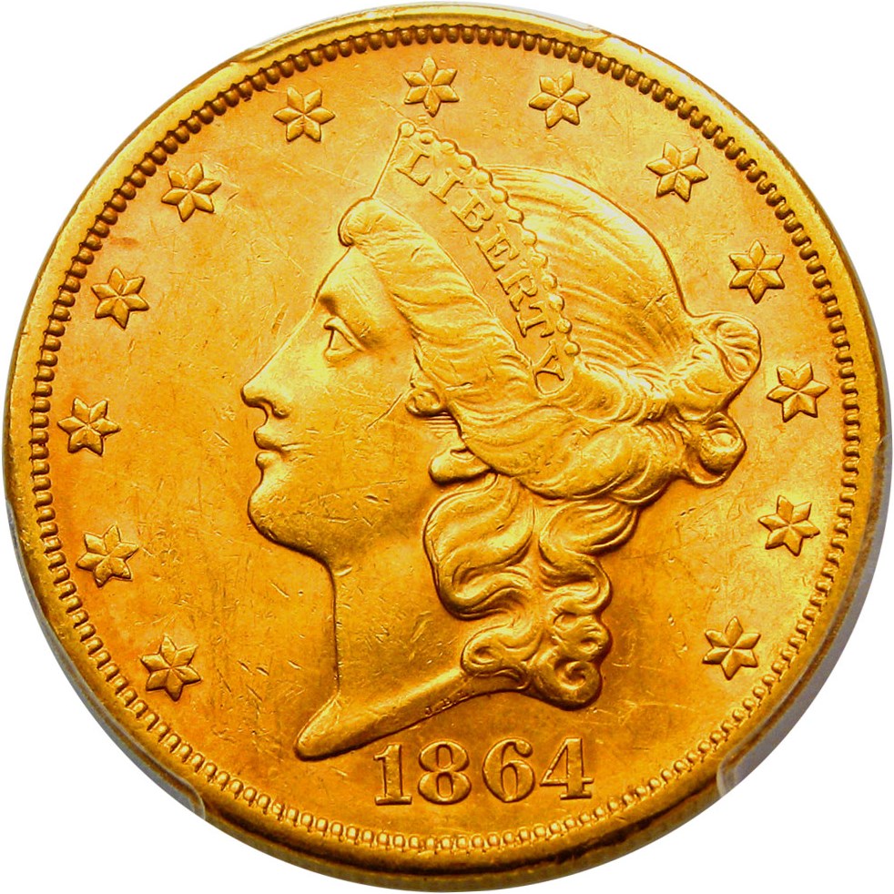 image for: 1864-S $20 PCGS AU58