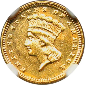 image for: 1869 G$1 NGC AU Details (Improperly Cleaned)