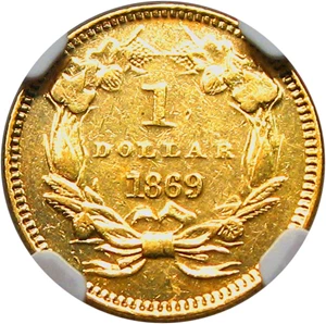 image for: 1869 G$1 NGC AU Details (Improperly Cleaned)