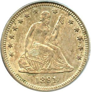 image for: 1891-S 25c PCGS/CAC MS62