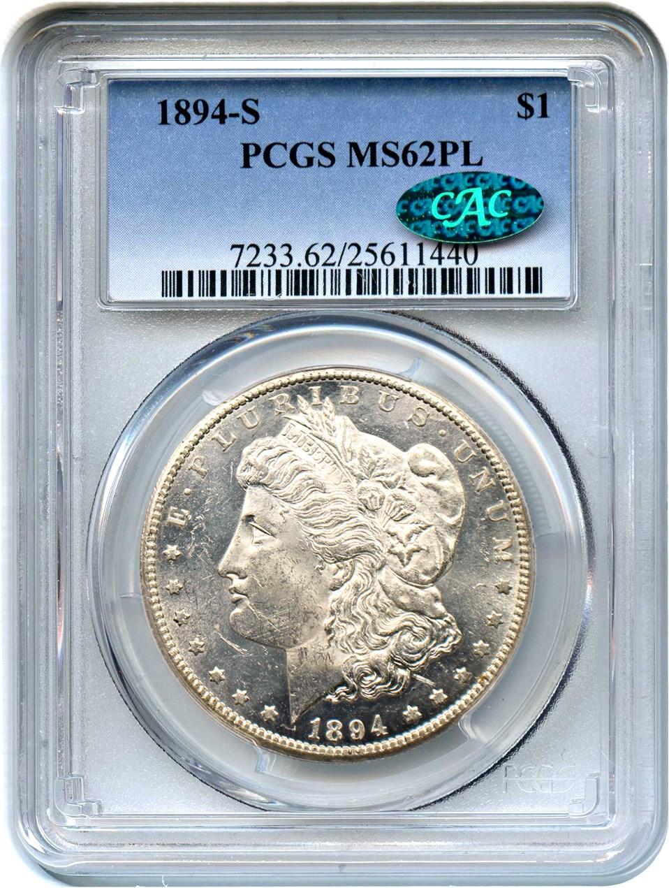 image for: 1894-S $1 PCGS/CAC MS62 PL