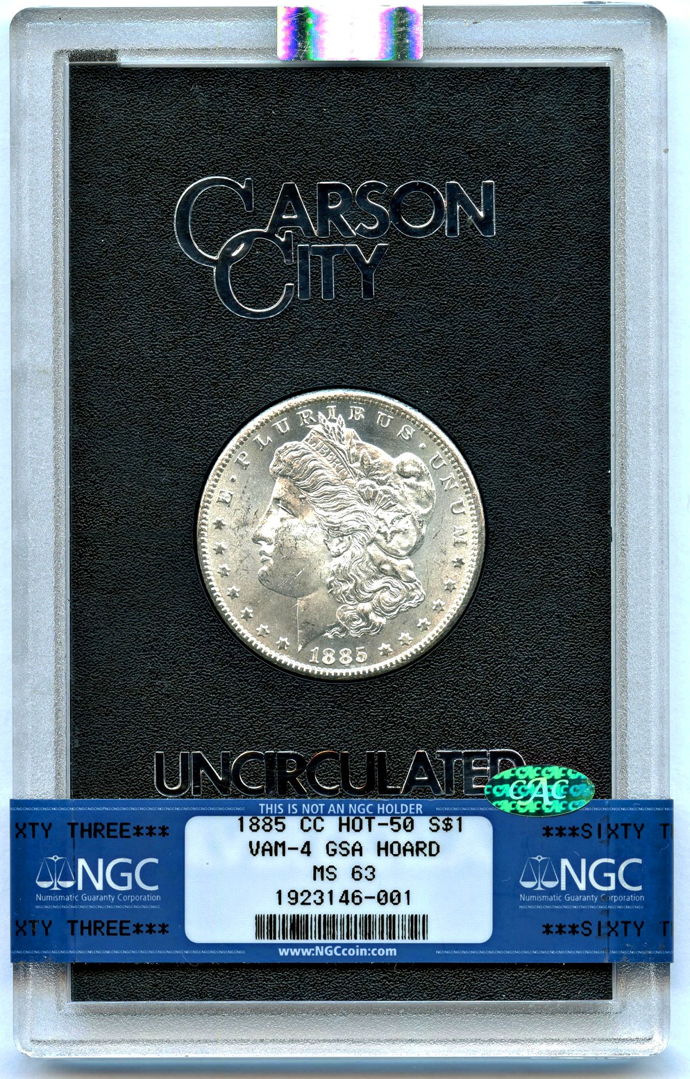 image for: 1885-CC $1 NGC/GSA/CAC MS63 (VAM-4, Doubled Dash)