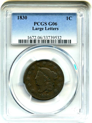 image for: 1830 1c PCGS Good-06 BN (Large Letters)