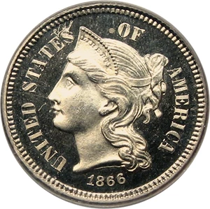 image for: 1866 3cN PCGS Proof 66 DCAM