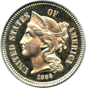 image for: 1866 3cN PCGS Proof 65 DCAM