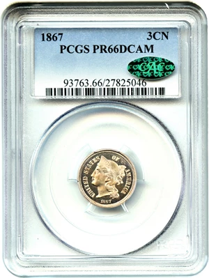 image for: 1867 3cN PCGS/CAC Proof 66 DCAM