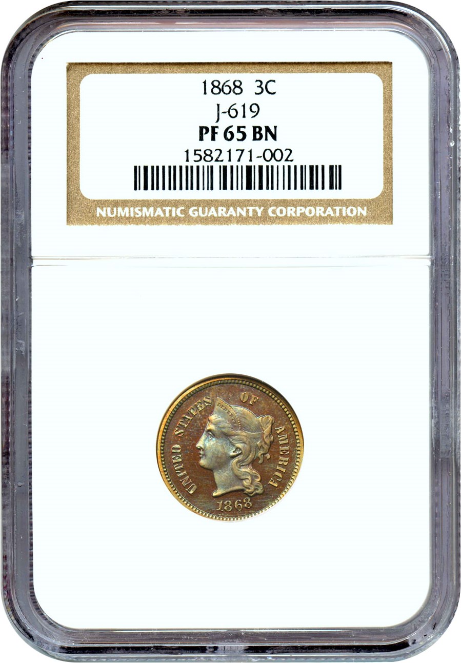 image for: 1868 Pattern 3C NGC Proof 65 BN (J-619)
