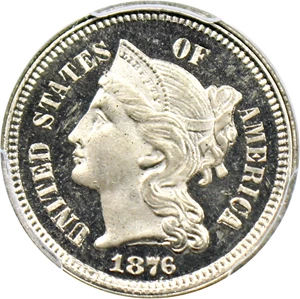 image for: 1876 3cN PCGS/CAC Proof 65 DCAM
