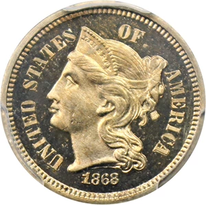 image for: 1868 3cN PCGS Proof 66 DCAM