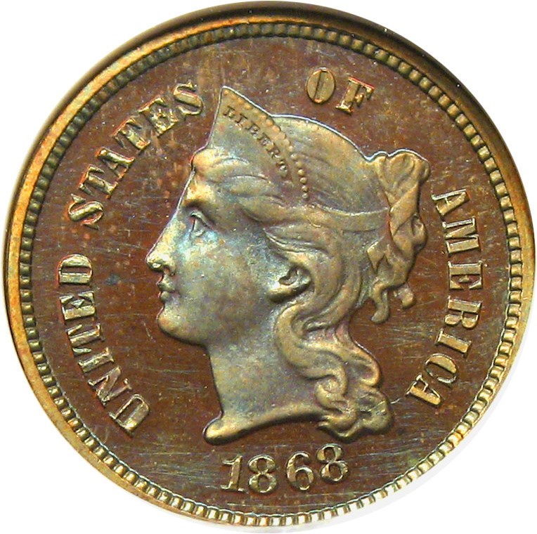 image for: 1868 Pattern 3C NGC Proof 65 BN (J-619)