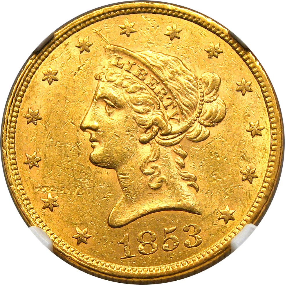 image for: 1853 $10 NGC MS60