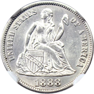 image for: 1888-S 10c NGC MS62