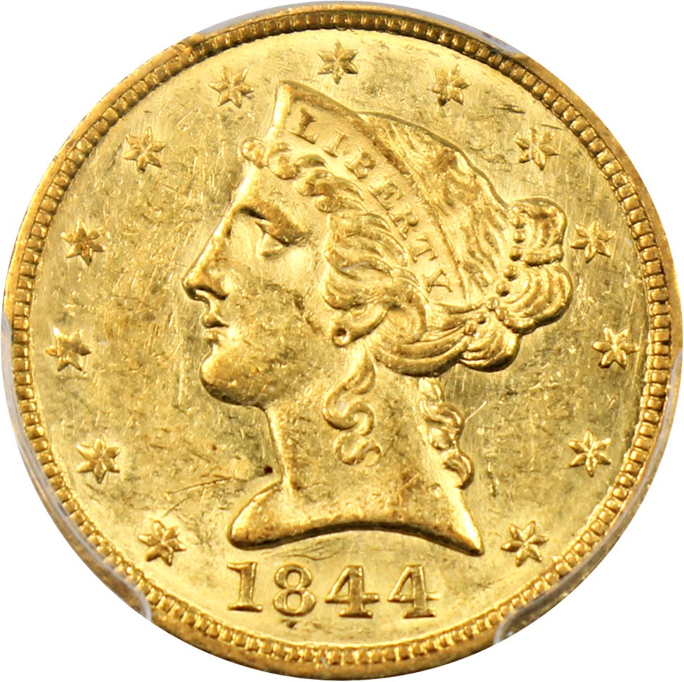 image for: 1844 $5 PCGS MS60