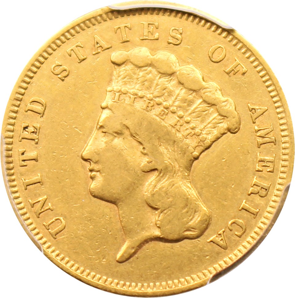 image for: 1857-S $3 PCGS XF40