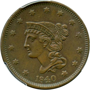 image for: 1840 1c PCGS AU53 BN (Large Date)
