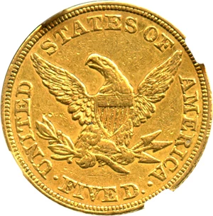 image for: 1855 $5 NGC AU50