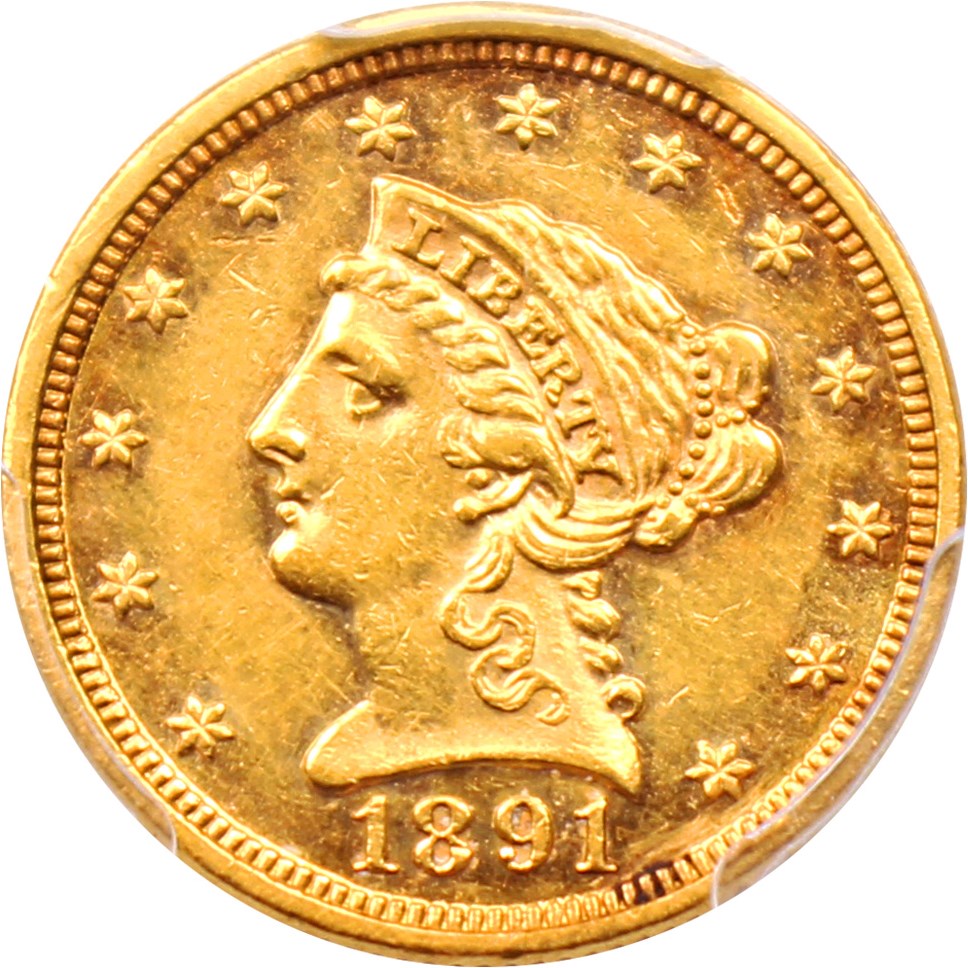 image for: 1891 $2 1/2 PCGS AU55