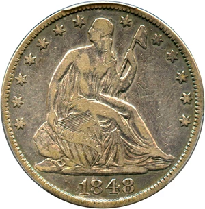 image for: 1848 50c PCGS VF25