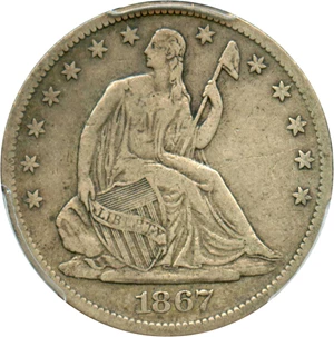 image for: 1867-S 50c PCGS VF30