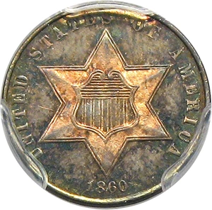 image for: 1860 3cS PCGS/CAC Proof 65