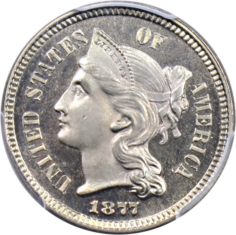 image for: 1877 3cN PCGS/CAC Proof 65 CAM