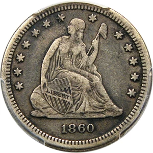 image for: 1860-S 25c PCGS VF25