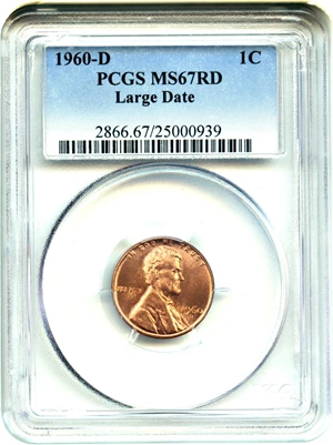 image for: 1960-D 1c PCGS MS67 RD (Large Date)