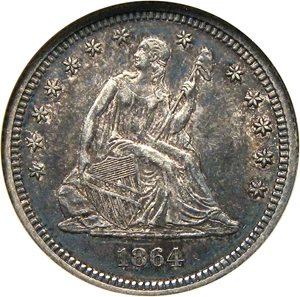 image for: 1864 25c NGC AU58 - No Reserve!