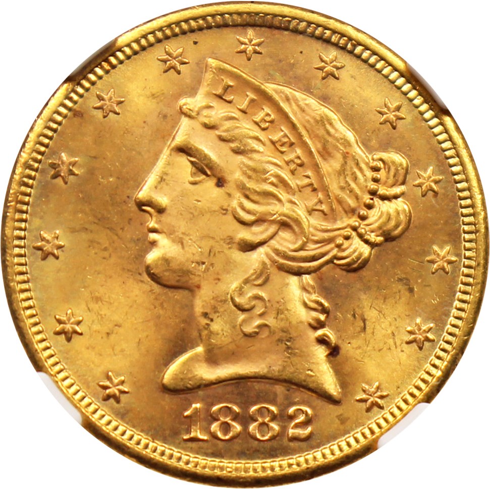 image for: 1882-S $5 NGC MS64+