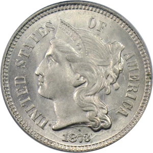 image for: 1873 3cN PCGS/CAC MS65 (Closed 3)
