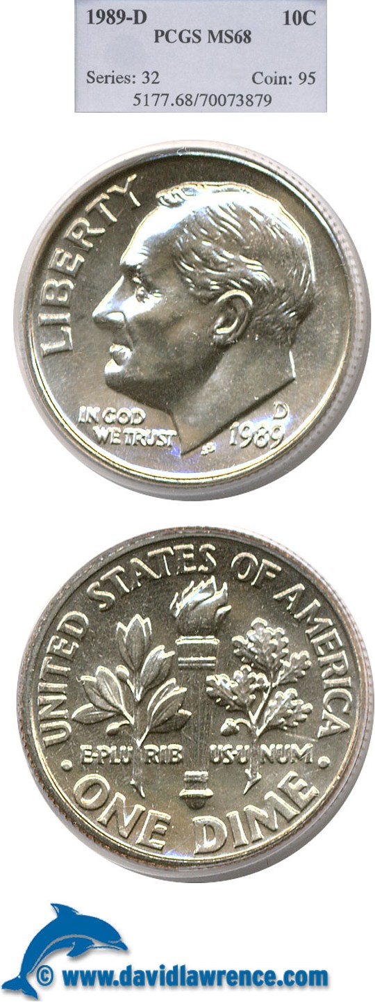 image for: 1989-D 10c PCGS MS68
